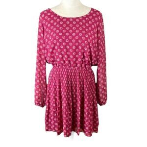 Elle Raspberry Colored Long Sleeve Dress, Size L